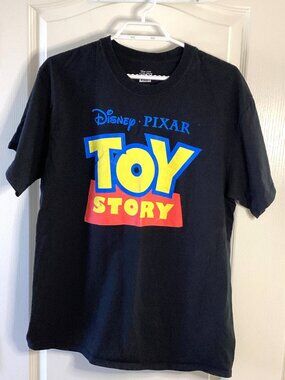 Disney Pixar Toy Story Classic Logo Graphic Black T-Shirt Short Sleeve Size L